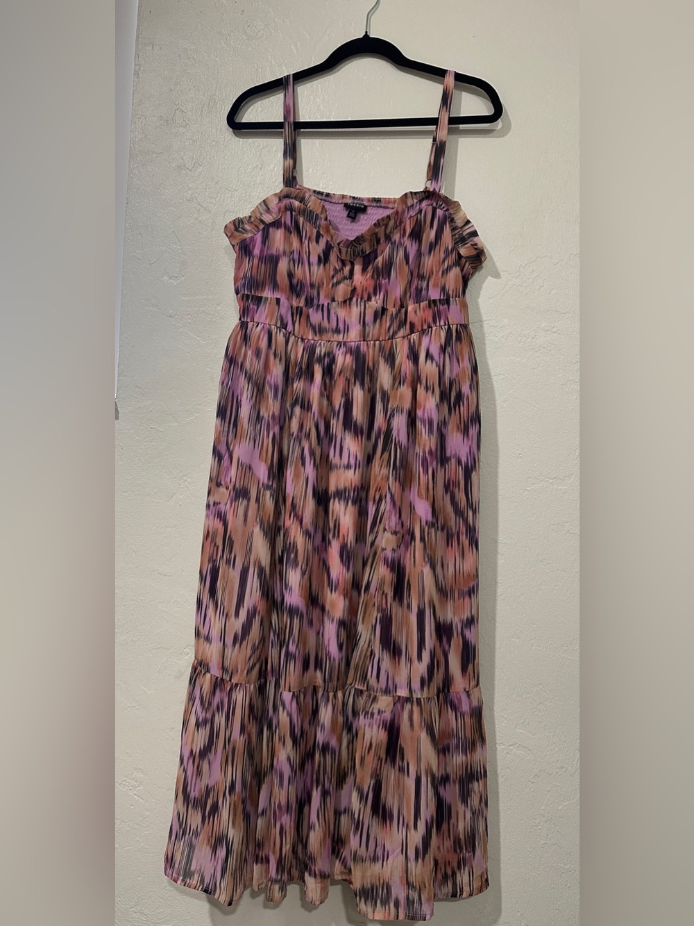 Torrid Pink Purple Abstract Print Sundress Women Size 1 Sleeveless Midi Dress